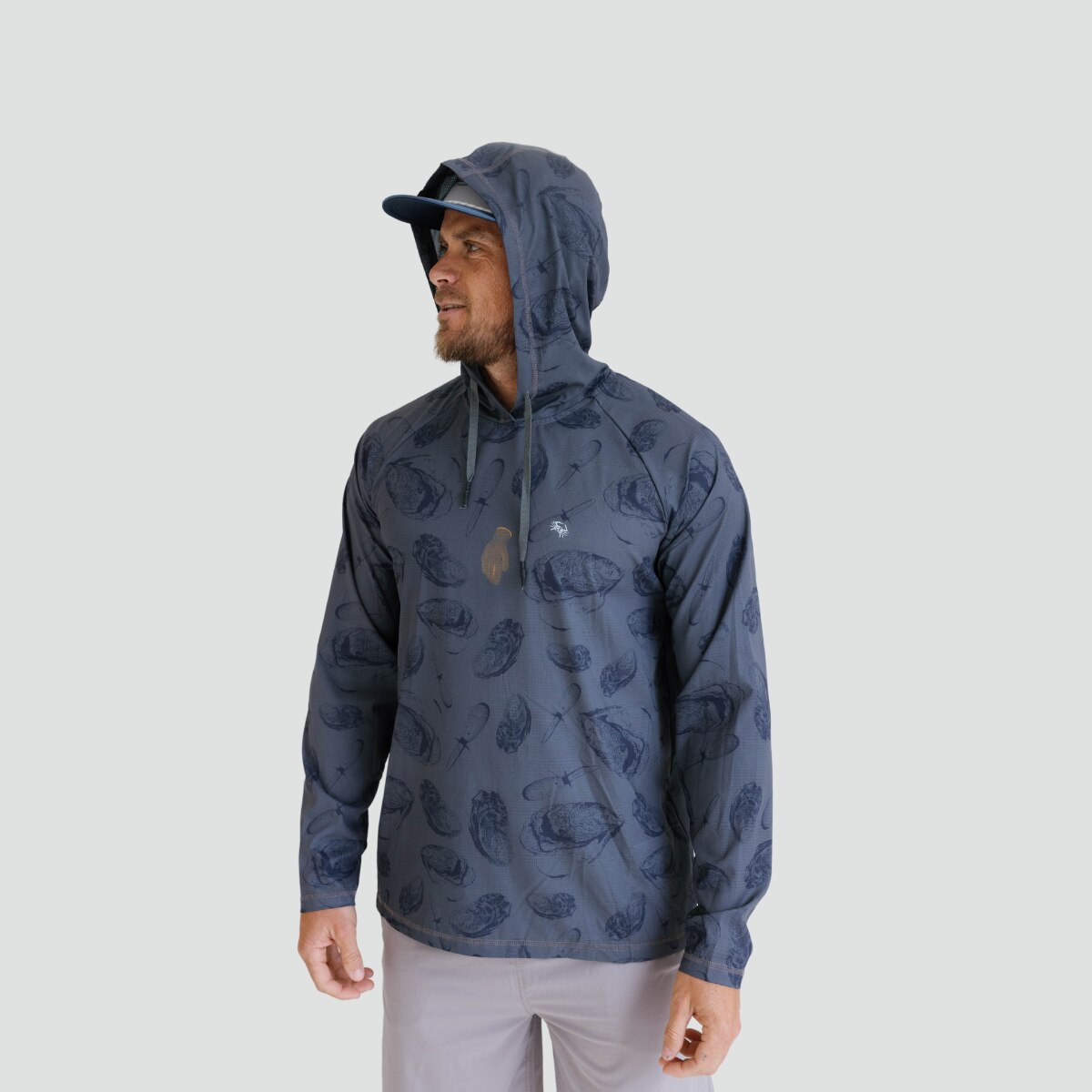 Oysterman Hoodie | Oyster Print-Charcoal